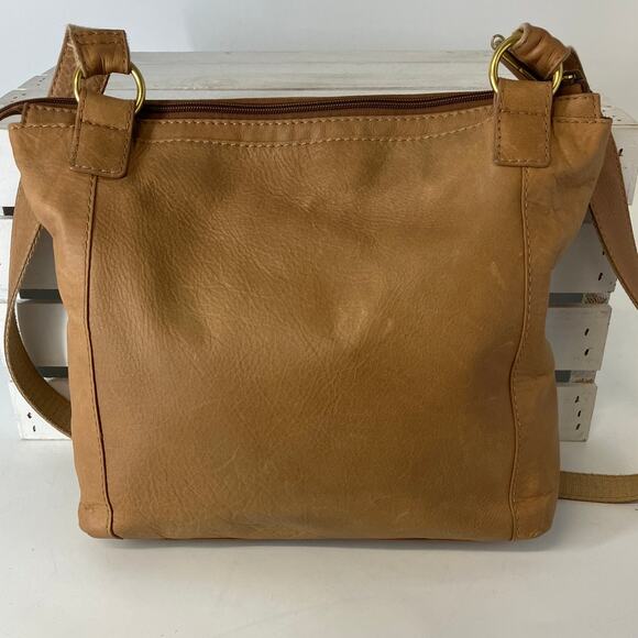 FOSSIL LARGE BROWN SMOOTH GENUINE LEATHER CROSSBODY BAG - Picture 4 of 16